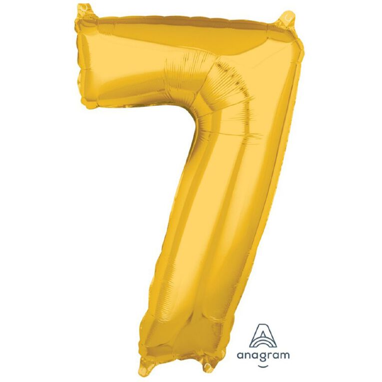 Anagram Mid-Size Shape Gold Number 7 Balloon