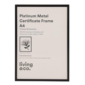 Living & Co Platinum Metal Certificate Frame Black A4