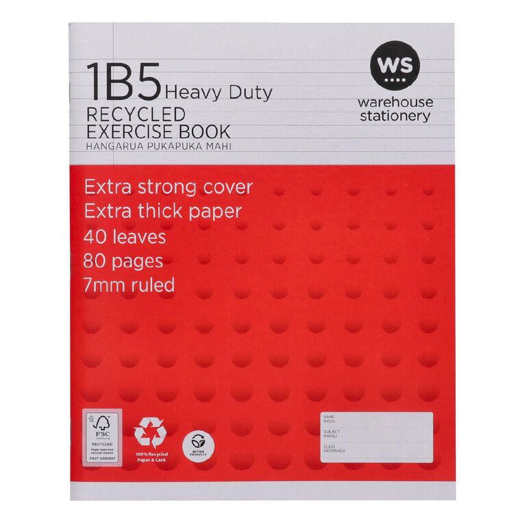 WS Exercise Book 1b5 7mm Ruled 40 Leaf Heavy Duty
