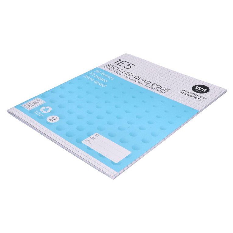 WS Exercise Book 1E5 7mm Quad 36 Leaf Blue