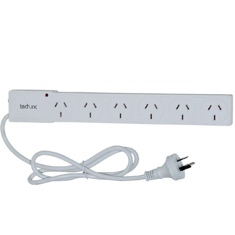 Tech.Inc 6 Way Powerboard with Surge Protection