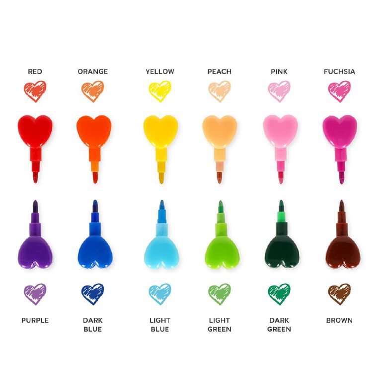 Legami Set of 12 Stackable Crayons Dream In Colour Heart