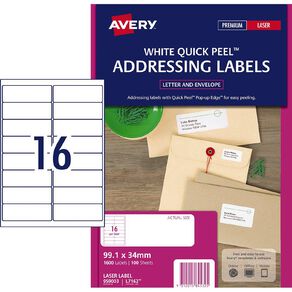 Avery Quick Peel 1500 Address Labels Pack of 100