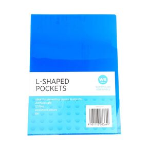 WS L-Shaped Pockets 12 Pack Multi-Coloured A4