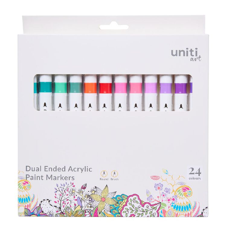 Uniti Dual Tip Acrylic Marker Set 24 Colours