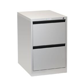Precision Classic Filing Cabinet 2 Drawer Silver Grey