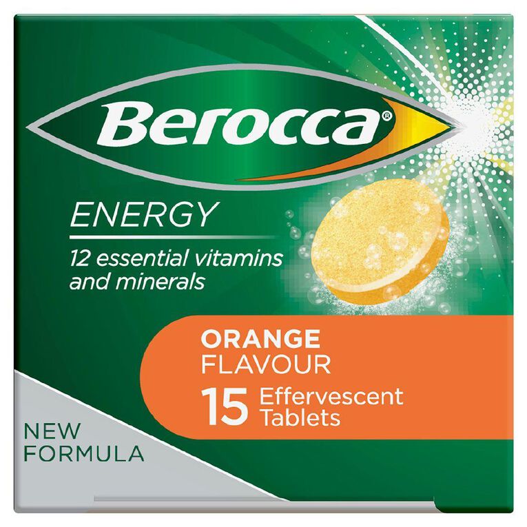 Berocca Energy Vitamin B & C Orange Flavour Effervescent Tablets 15 Pack