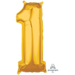 Anagram Mid-Size Shape Gold Number 1 Balloon