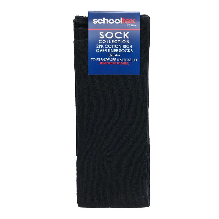 Schooltex 2 Pack Over Knee Socks Blk 4 0709