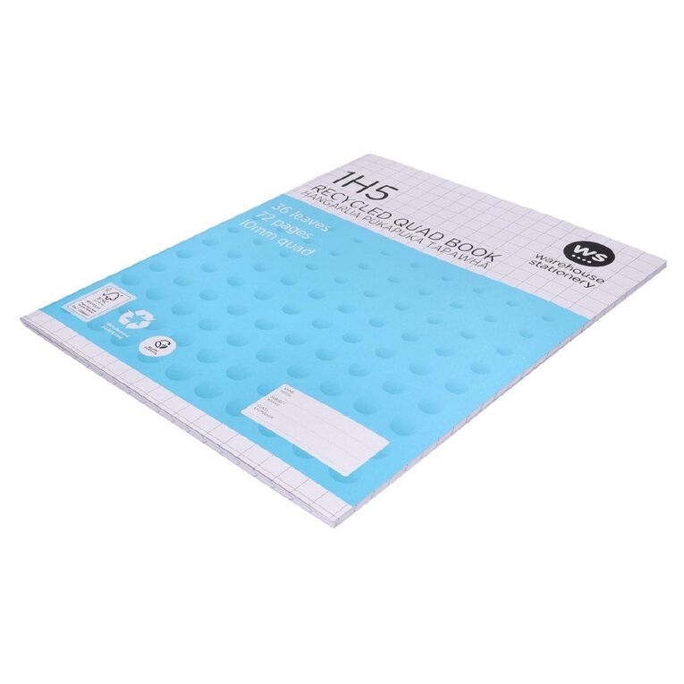 WS Exercise Book 1H5 10mm Quad 36 Leaf Blue