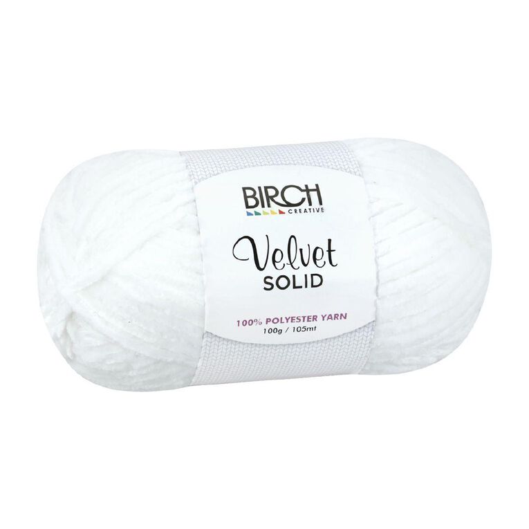Birch Velvet Yarn 100% Polyester 100G White