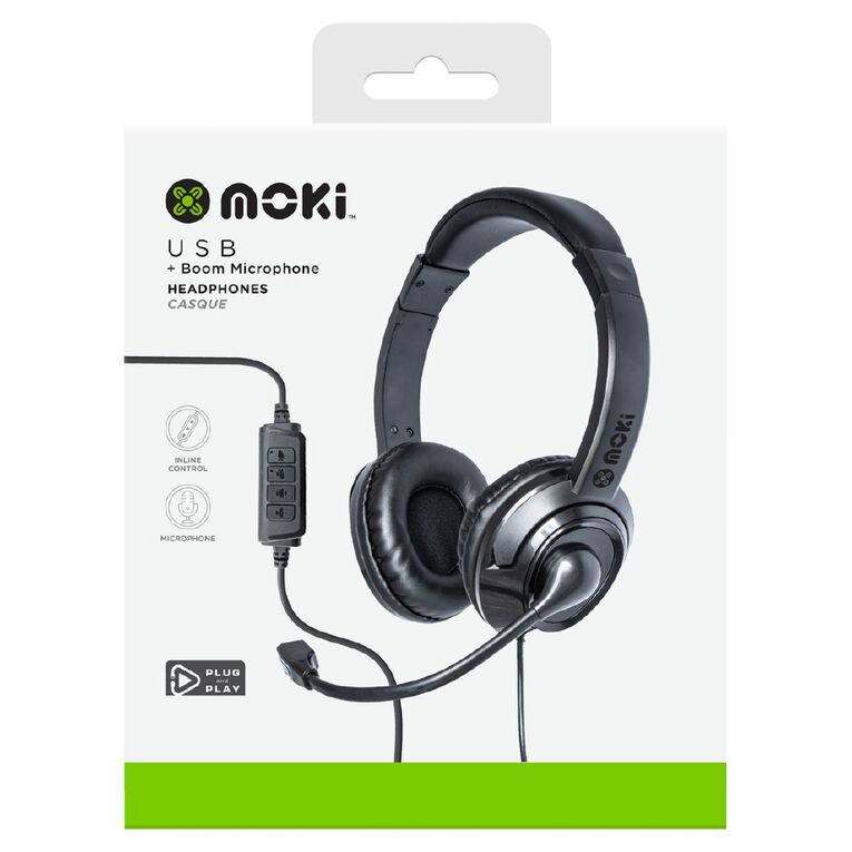 Moki USB Headphones With Boom Microphone