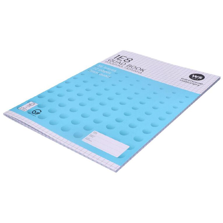 WS Exercise Book 1E8 7mm Quad 36 Leaf Blue