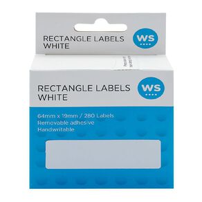 WS Rectangle Dispenser Stickers Handwritable 280 Labels 64mm X 19mm