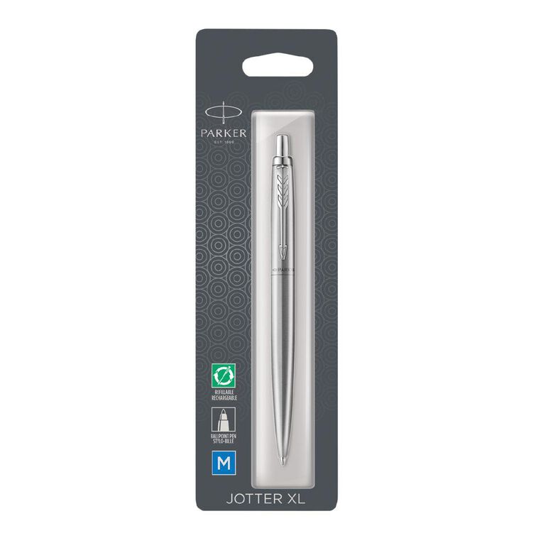 Parker Jotter XL Monochrome Silver Ballpoint Pen Blue