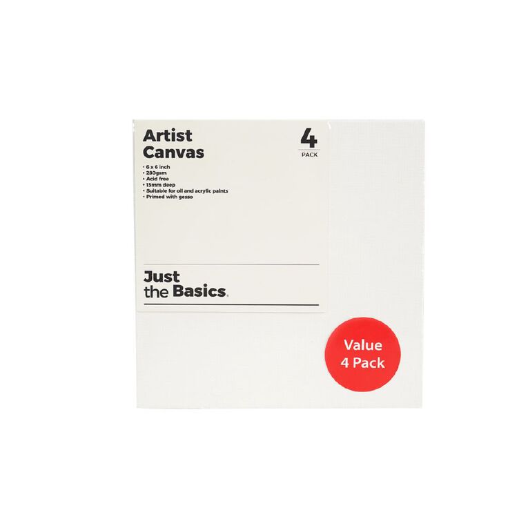 Just the Basics Canvas 6 x 6 Inch 4 Pack