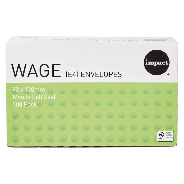 WS Envelope E4 Wage Self Seal 500 Pack Manilla