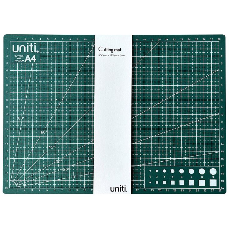 Uniti Cutting Mat 300mm x 220mm x 3mm Green A4