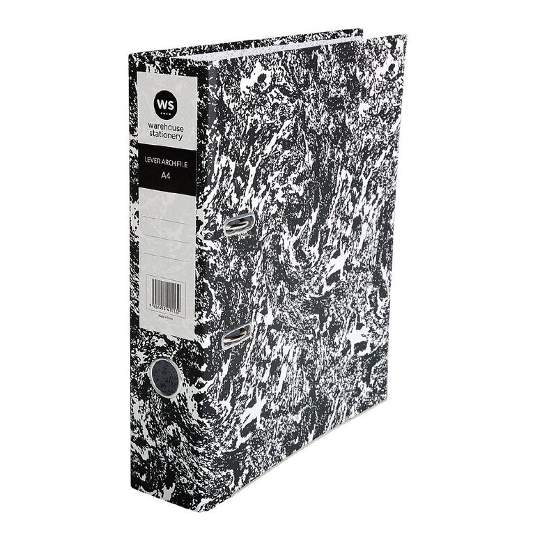 WS Lever Arch File A4 Mottle Black Black/White