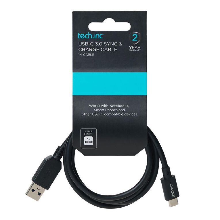 Tech.Inc 3.0 USB-A To USB-C Cable 1m Black