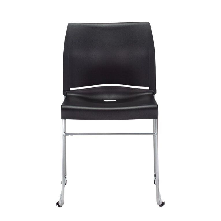 Buro Seating Envy Stacking Chair Black Reflective Silver Frame Black