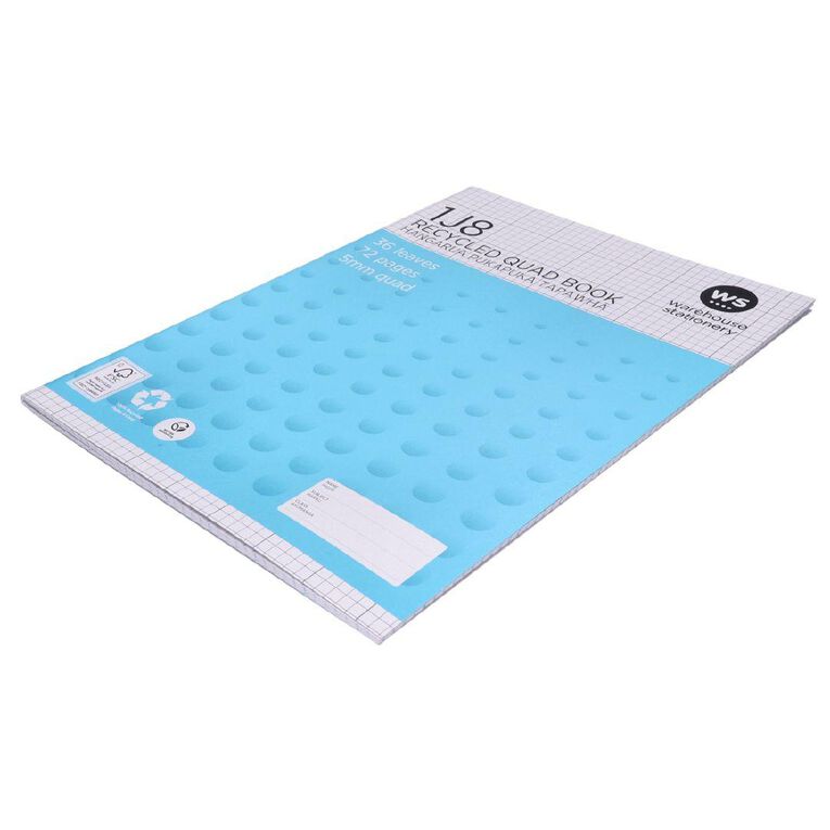 WS Exercise Book 1J8 5mm Quad 36 Leaf Blue