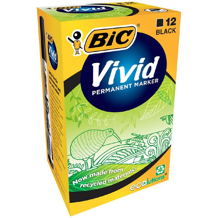 Bic Vivid Permanent Marker Black 12 Pack