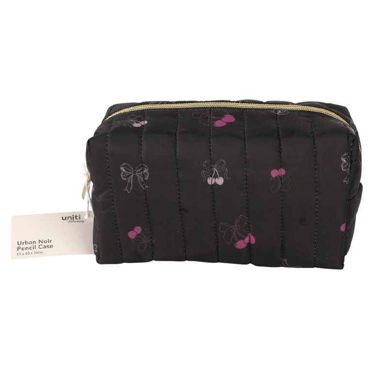 Uniti Stationery Urban Noir Bow & Cherry Pencil Case