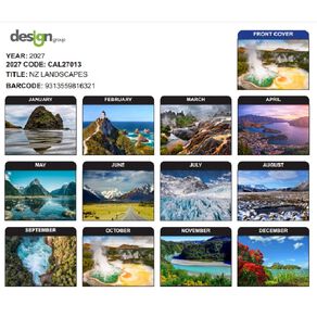 IG Design 2027 Calendar New Zealand Landscapes