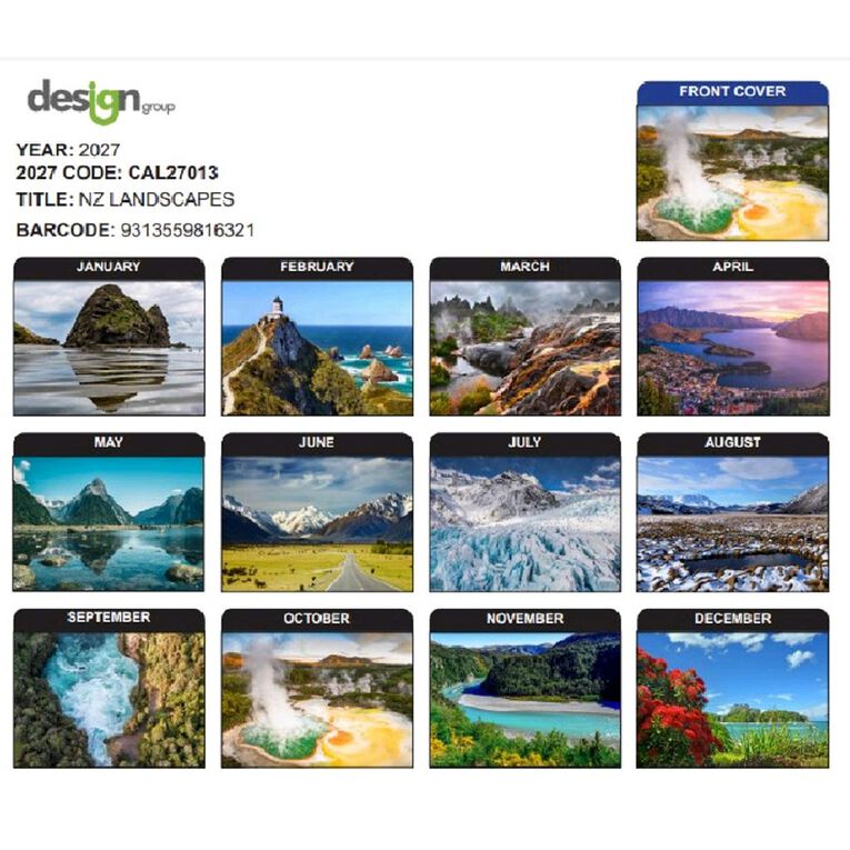 IG Design 2027 Calendar New Zealand Landscapes