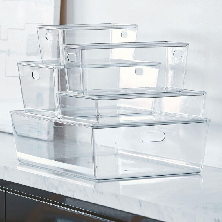 Living & Co Lisse Shallow Lidded Organiser Clear 6L