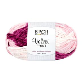 Birch Velvet Yarn 100% Polyester 100G Print Wine Mix