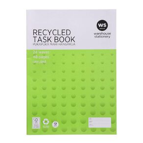 WS Task Book 335mm x 240mm Unruled 24 Leaf Green