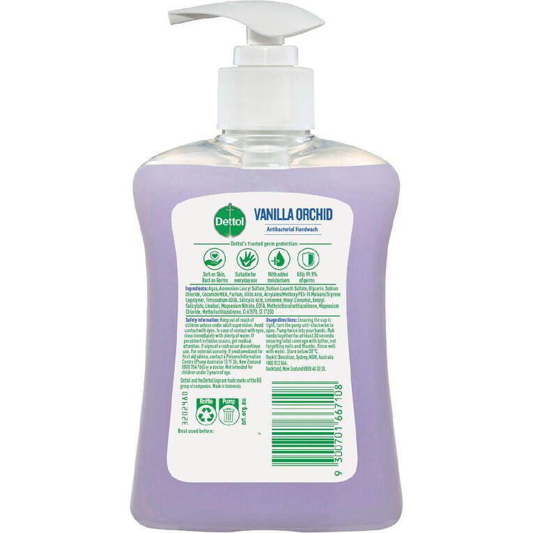 Dettol Hand Wash Pump Vanilla & Orchid 250ml