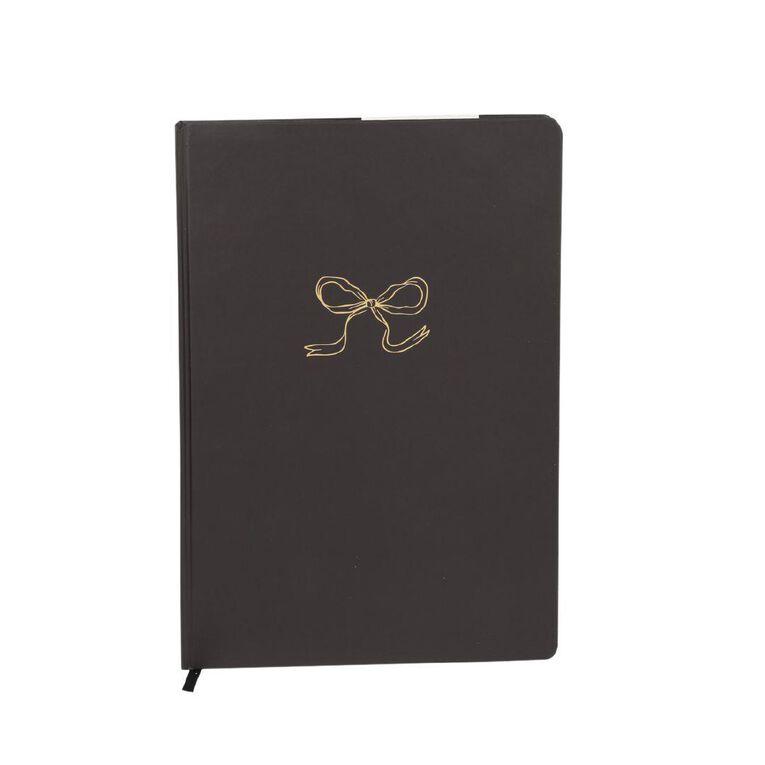 Uniti Stationery Urban Noir Bow Black A4 Hard Cover Notebook