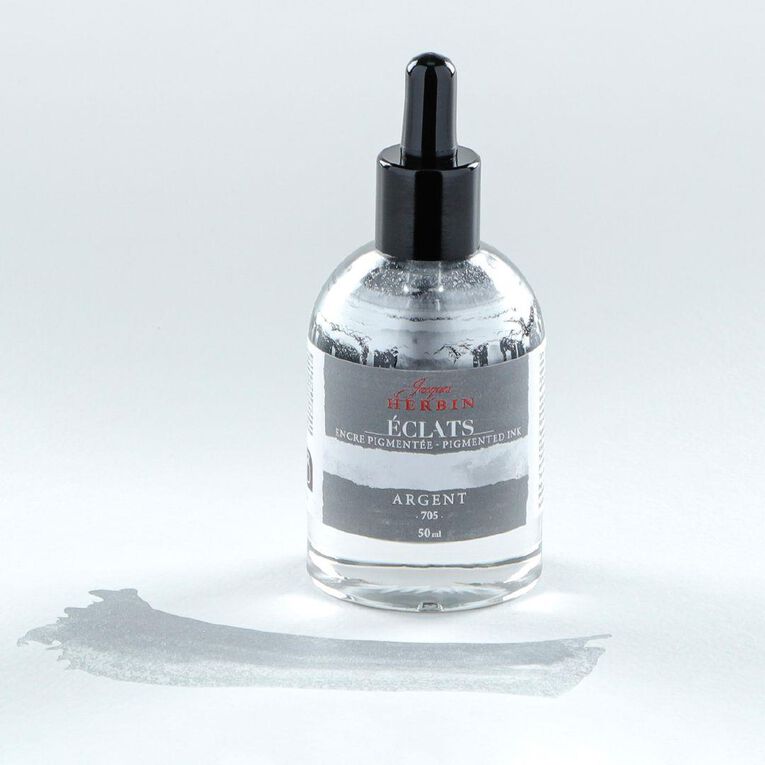 Jacques Herbin Eclats Pigmented Ink Silver 50ml