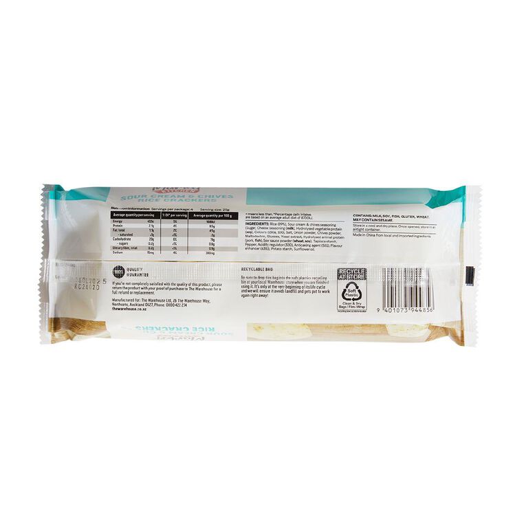 Market Kitchen Sour Cream and Chives Rice Crackers 100g