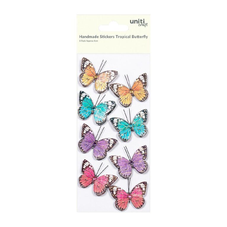 Uniti Handmade Sticker Tropical Butterfly Citrus Orchid 5 Piece