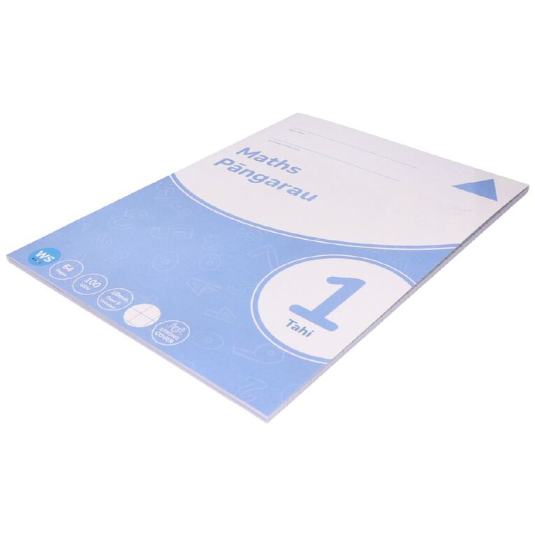 WS Maths 1 Tahi 10mm Quad & Unruled 32 Leaf with Margins Blue