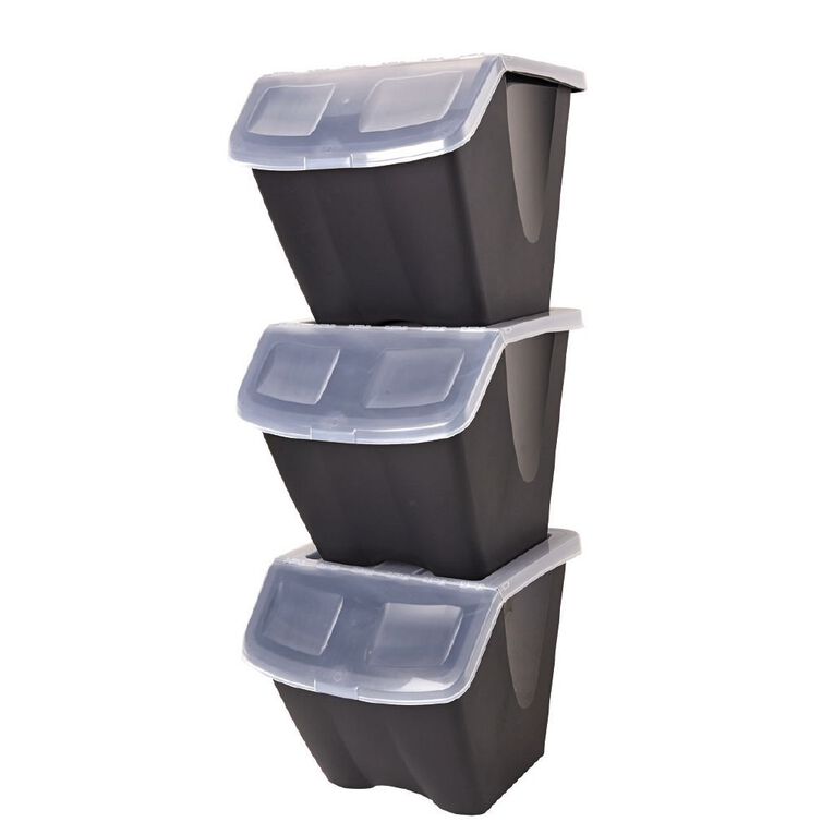 Taurus Stackable Shutter Bin Black 38L