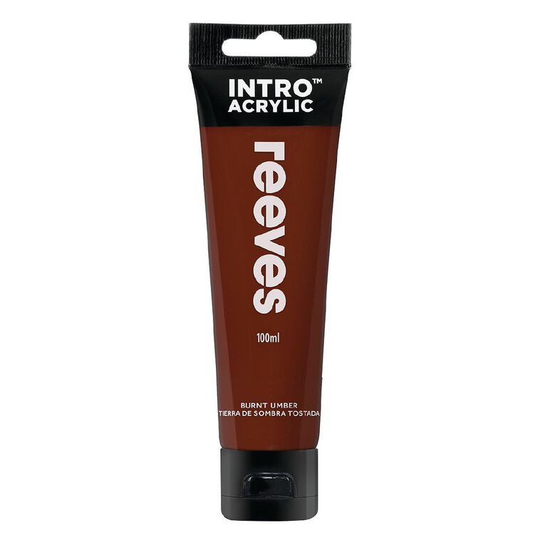 Reeves Intro Acrylic Paint Burnt Umber 100ml