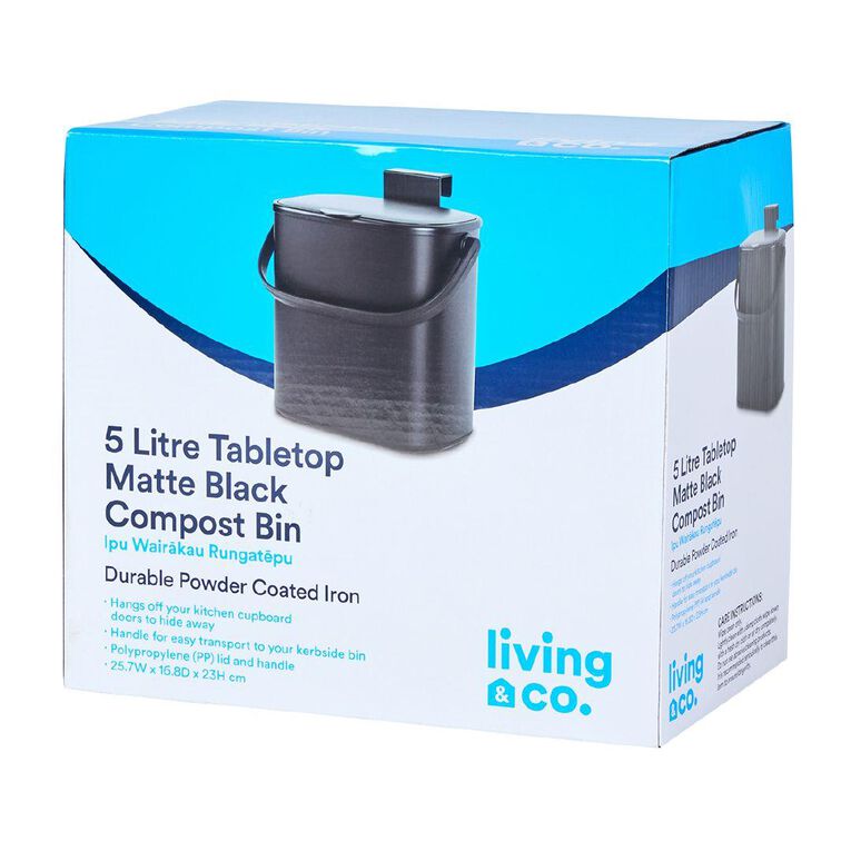 Living & Co Tabletop Compost Bin Black