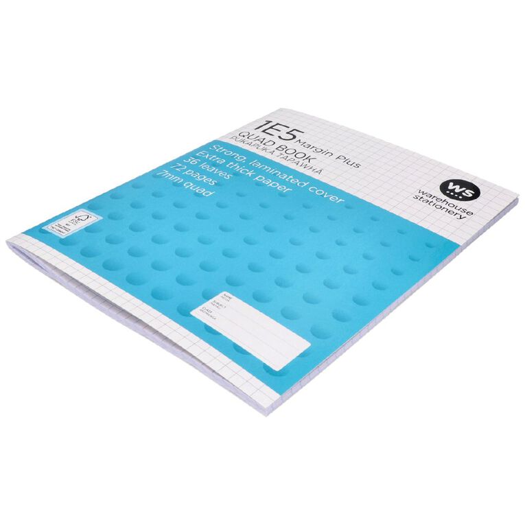 WS Exercise Book 1E5 Plus 7mm Quad 36 Leaf with Margins Blue