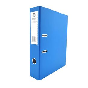 WS Lever Arch With Label Holder Foolscap Blue Mid Blue Mid