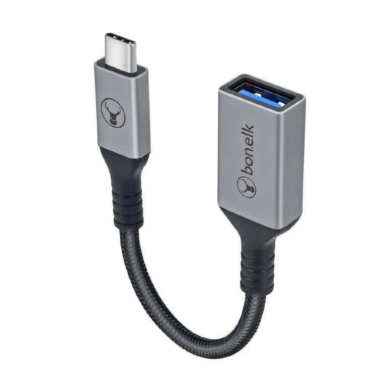 Bonelk Long-Life USB-C to USB-A Adapter Space Grey 15 cm Grey