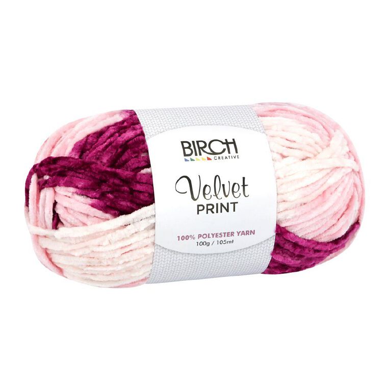 Birch Velvet Yarn 100% Polyester 100G Print Wine Mix