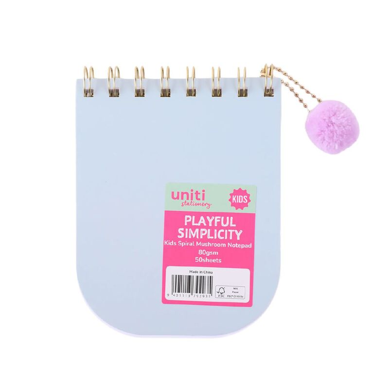 Uniti Kids Playful Simplicity Spiral Mushroom Notepad