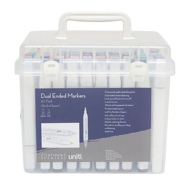 Uniti Dual Ended Artist Markers 80 Pack Assorted