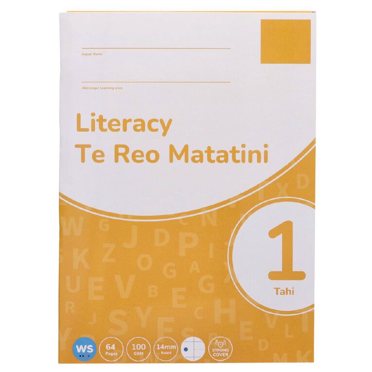 WS Literacy 1 Tahi 14mm Ruled 32 Leaf Yellow