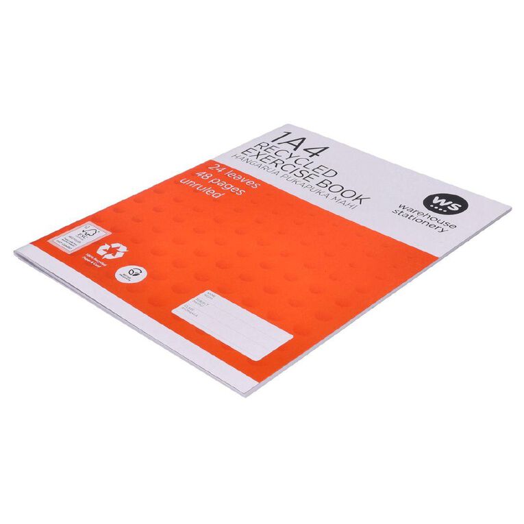 WS Exercise Book 1A4 Unruled 24 Leaf Orange